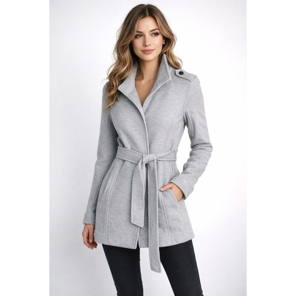 James Perse Women’s Knit Belted Jacket Size 1 Quiet Luxury Gray 100% Cotton